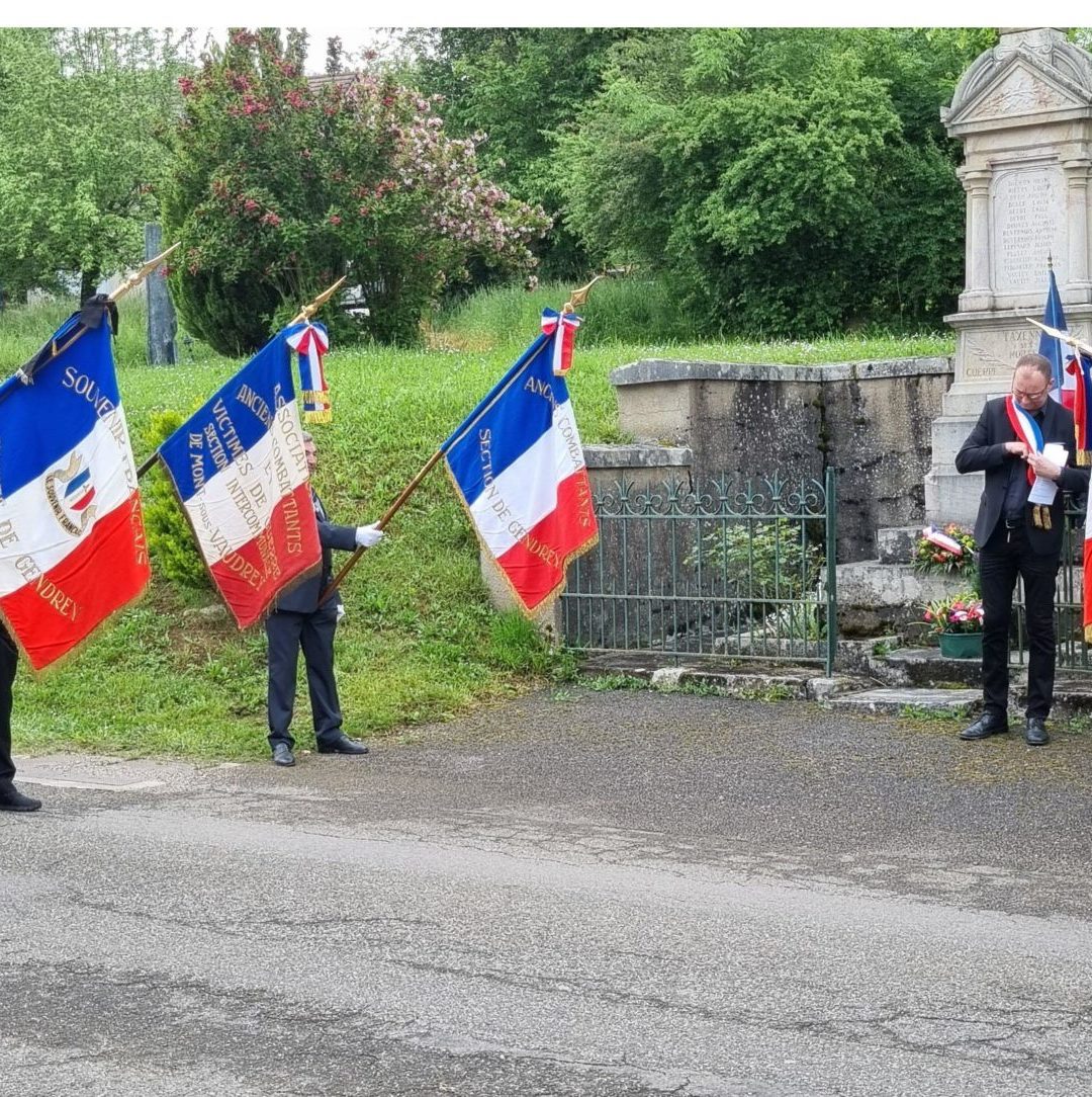 8 Mai 2024 : L’AICS-SR était représentée par Jean-Pierre Caze délégué AICS-SR à la cérémonie de commémoration du 8 Mai 1945 à Taxenne