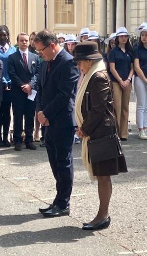 18 juin 2024 : Commémoration de l’ appel du 18 juin 1940 . L’AICS-SR était représentée par sa déléguée adjointe pour la Grande Bretagne et Déléguée de la France Libre pour la Grande Bretagne, Mme Brigitte Williams